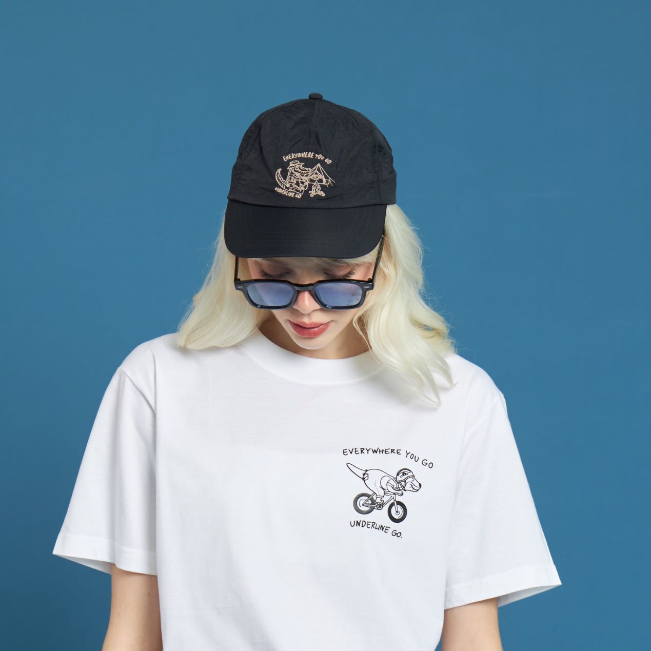 Underline Crocodile Camping Embroidery Nylon Cap
