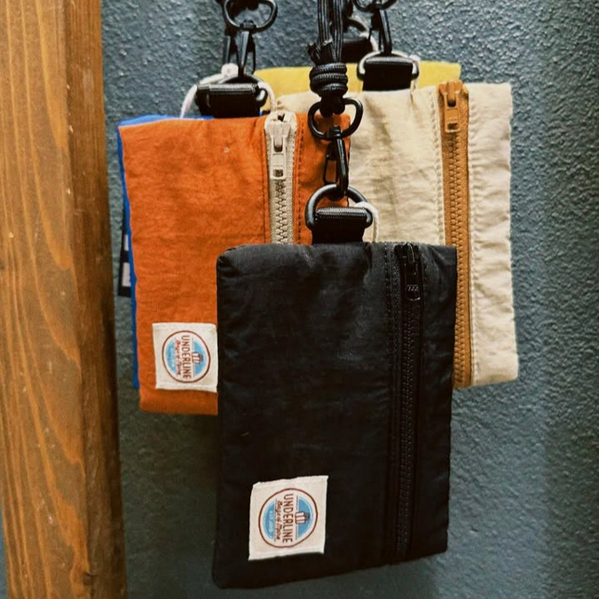 Underline Nylon Flip Pocket Bag with Neck Strap