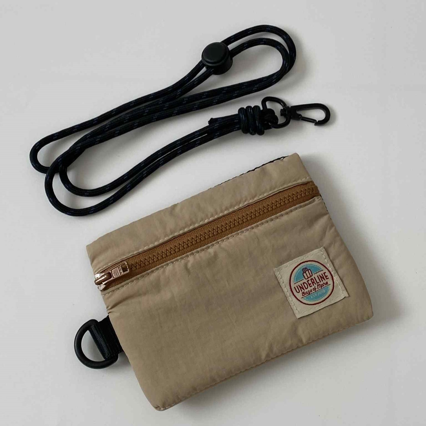 Underline Nylon Flip Pocket Bag with Neck Strap