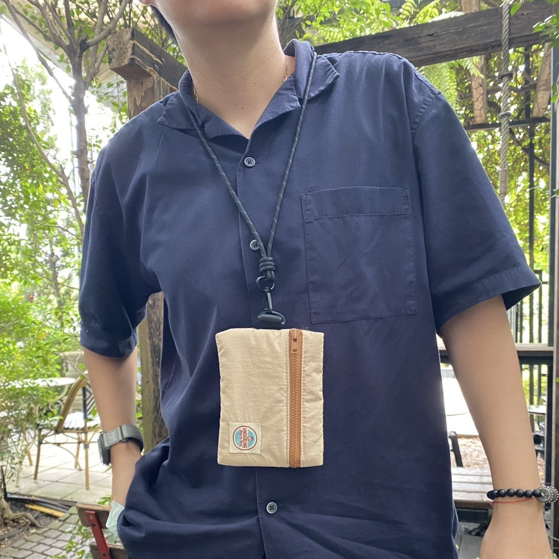 Underline Nylon Flip Pocket Bag with Neck Strap