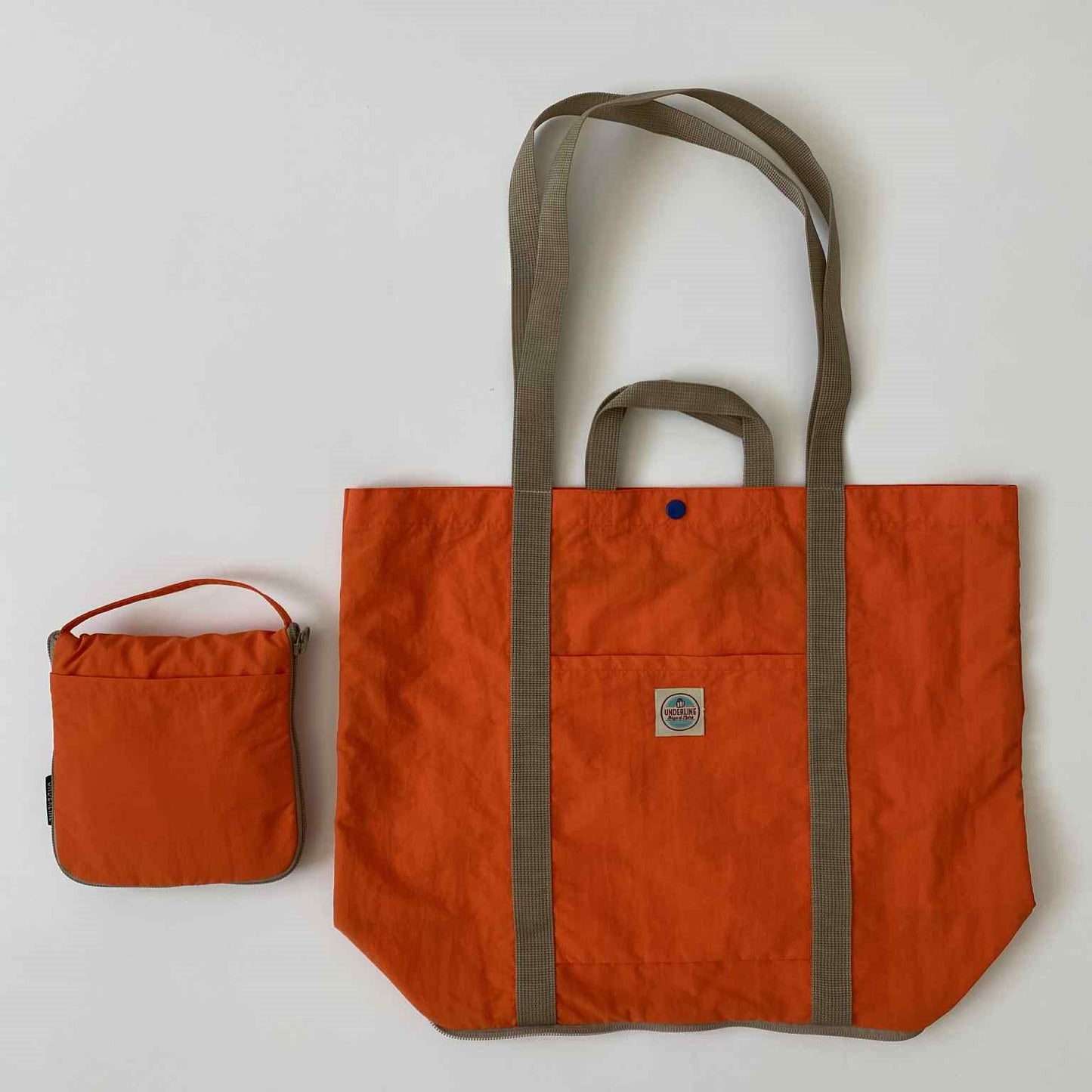 Underline Nylon Folding Tote Bag / shoping bag