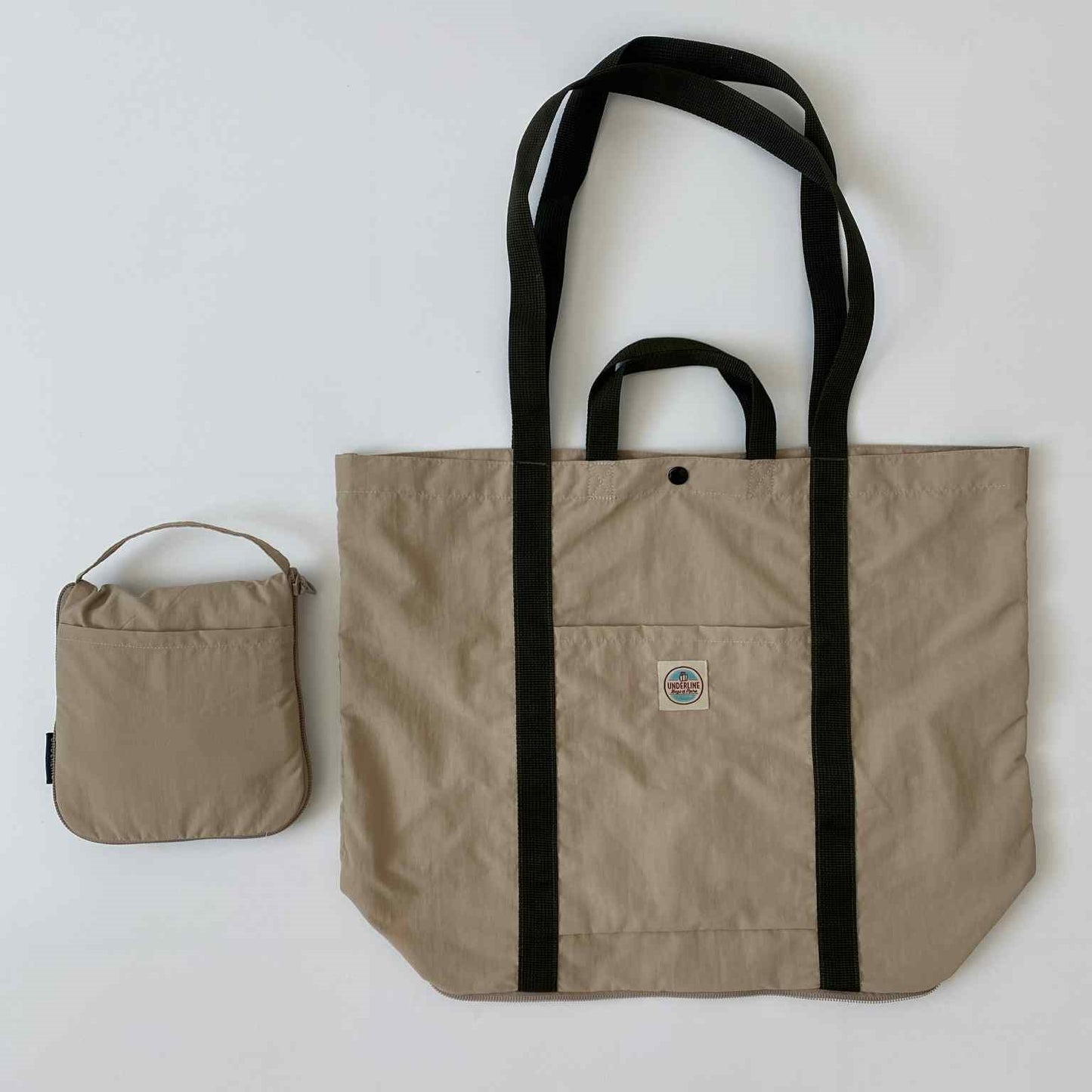 Underline Nylon Folding Tote Bag / shoping bag