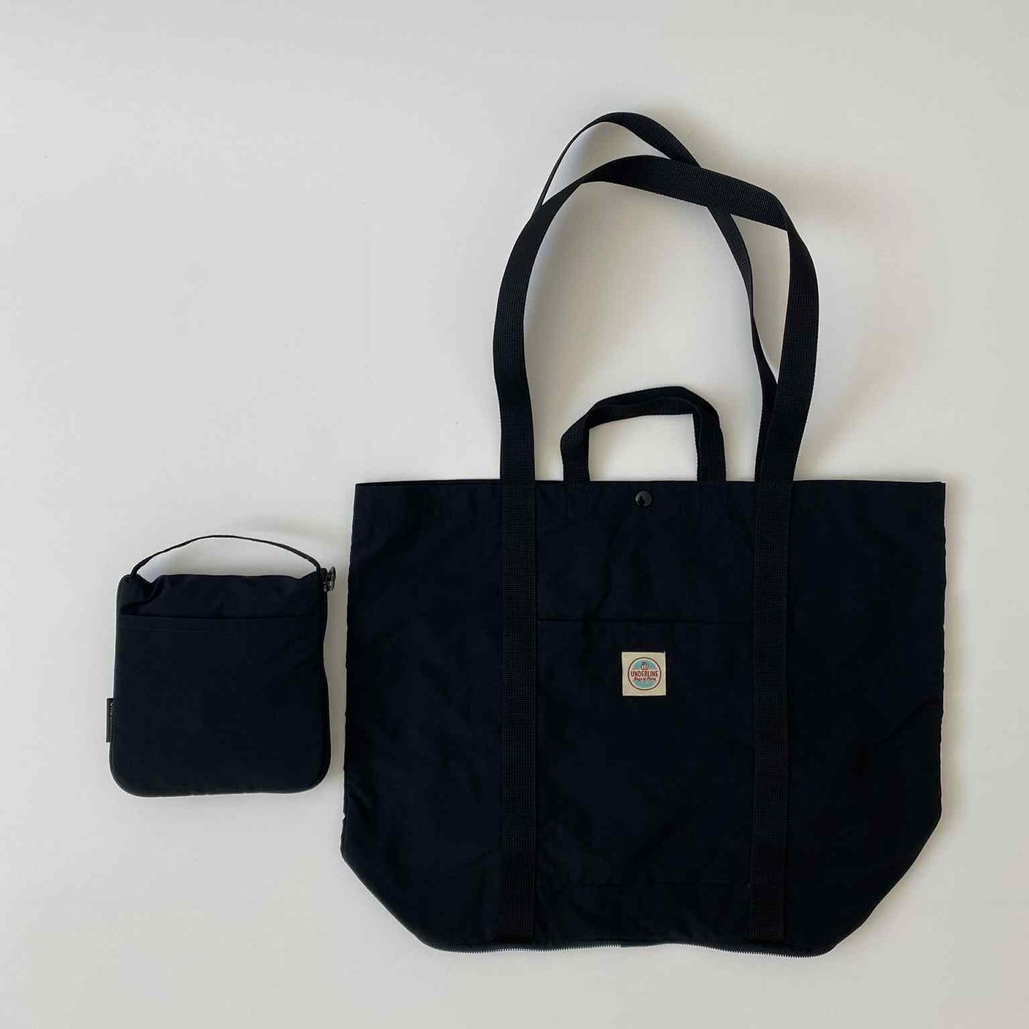 Underline Nylon Folding Tote Bag / shoping bag
