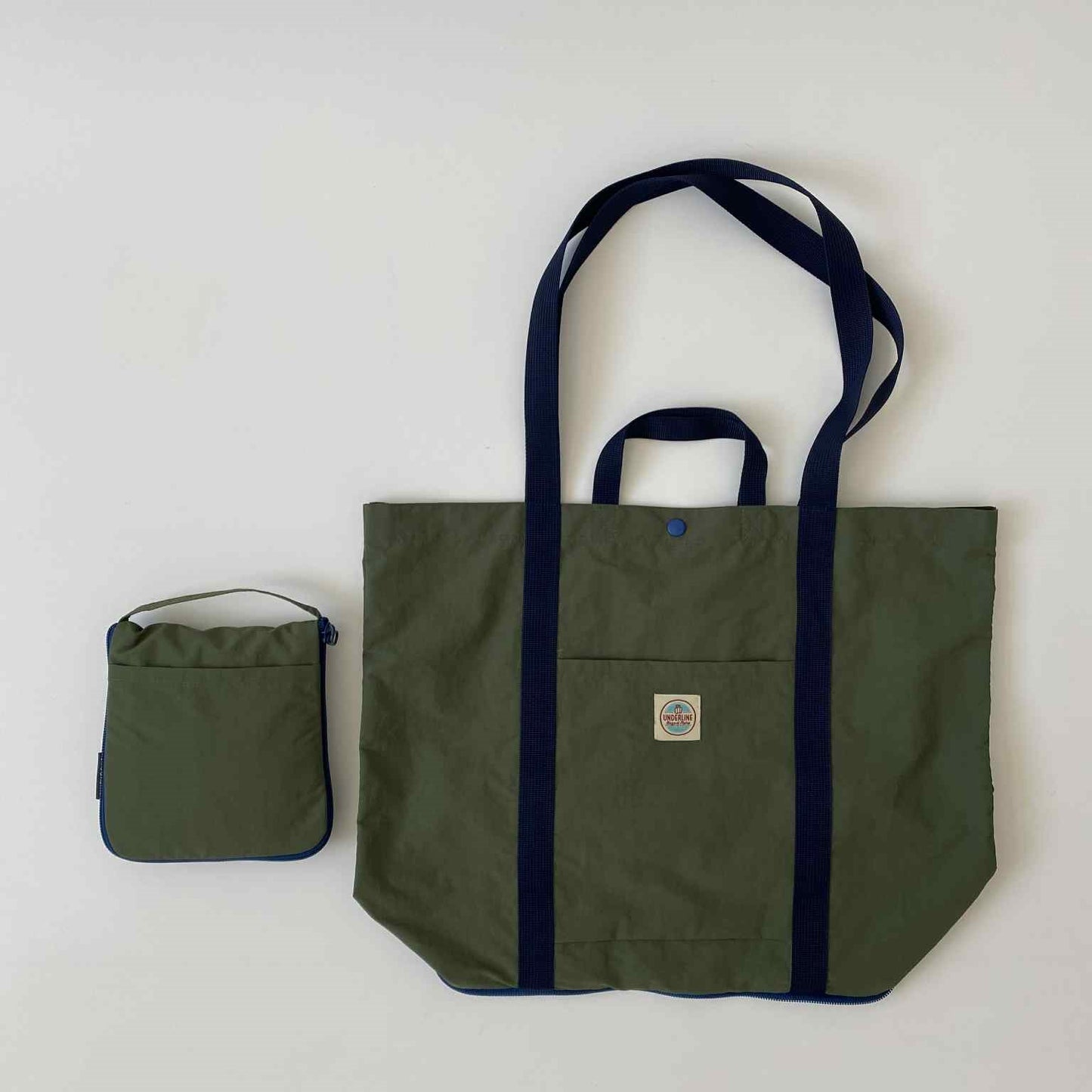 Underline Nylon Folding Tote Bag / shoping bag