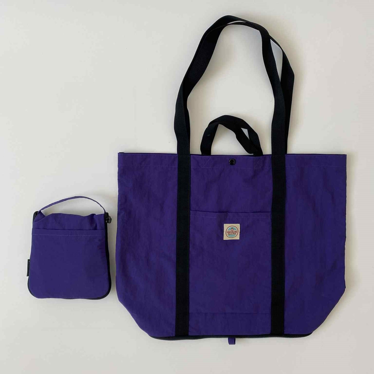 Underline Nylon Folding Tote Bag / shoping bag