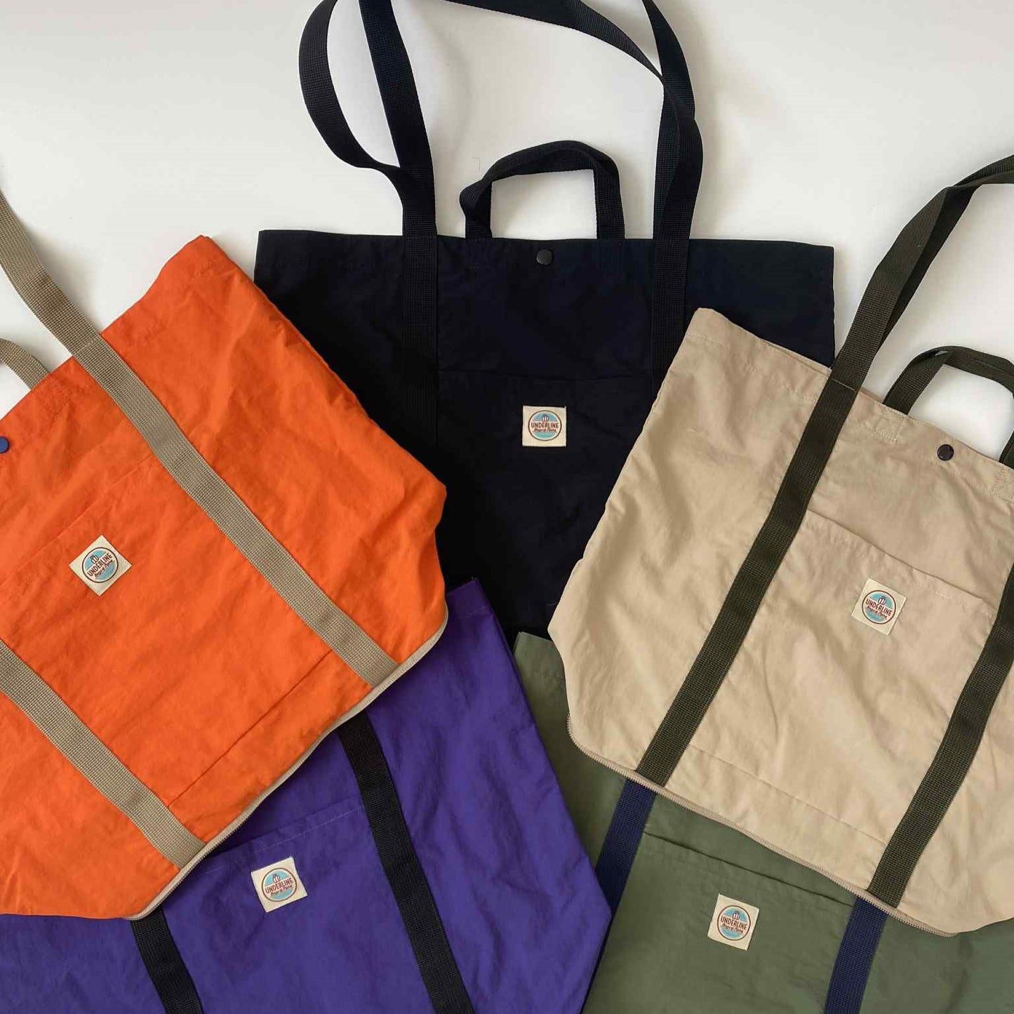 Underline Nylon Folding Tote Bag / shoping bag