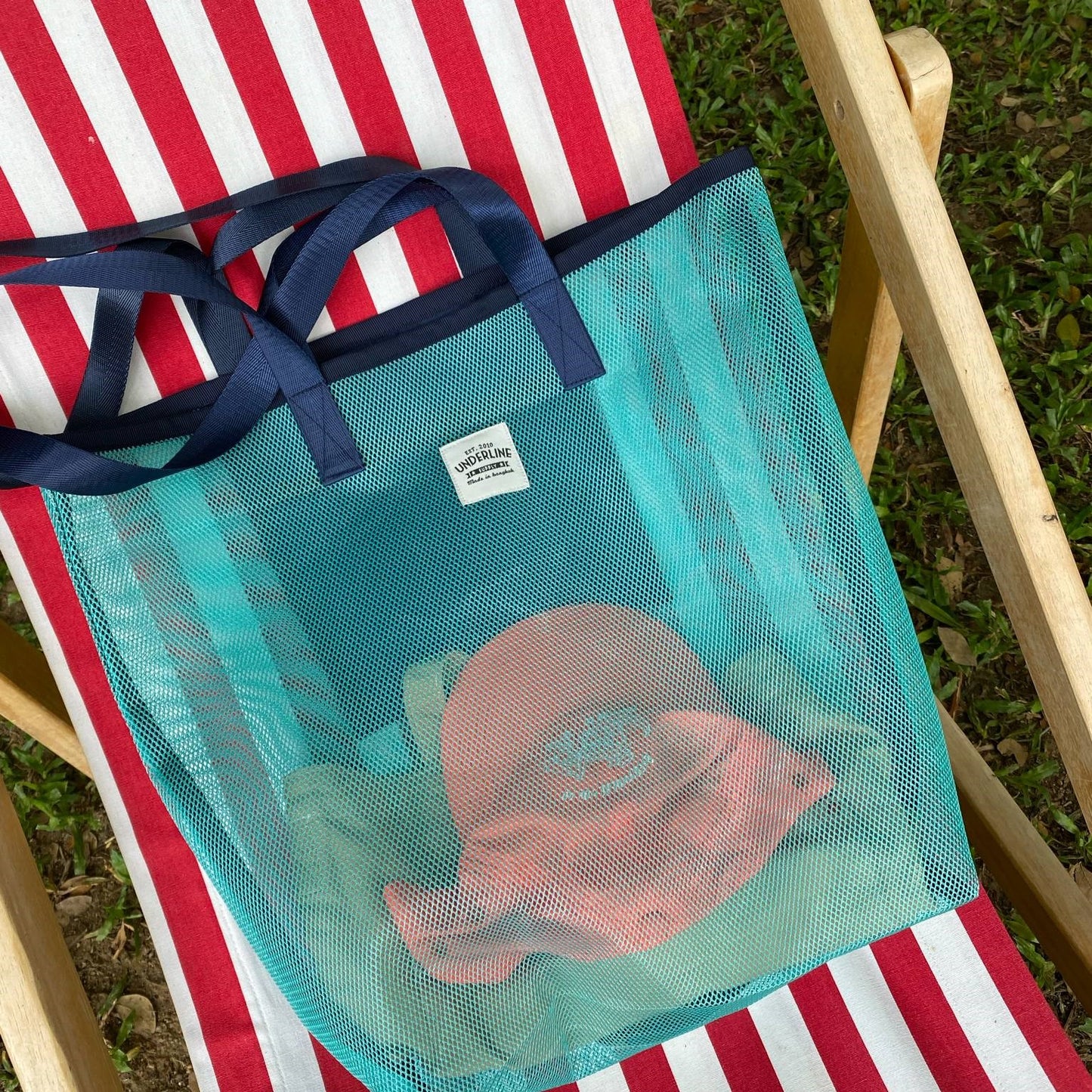Underline Nylon Mesh Grocery Bag / Beach Bag