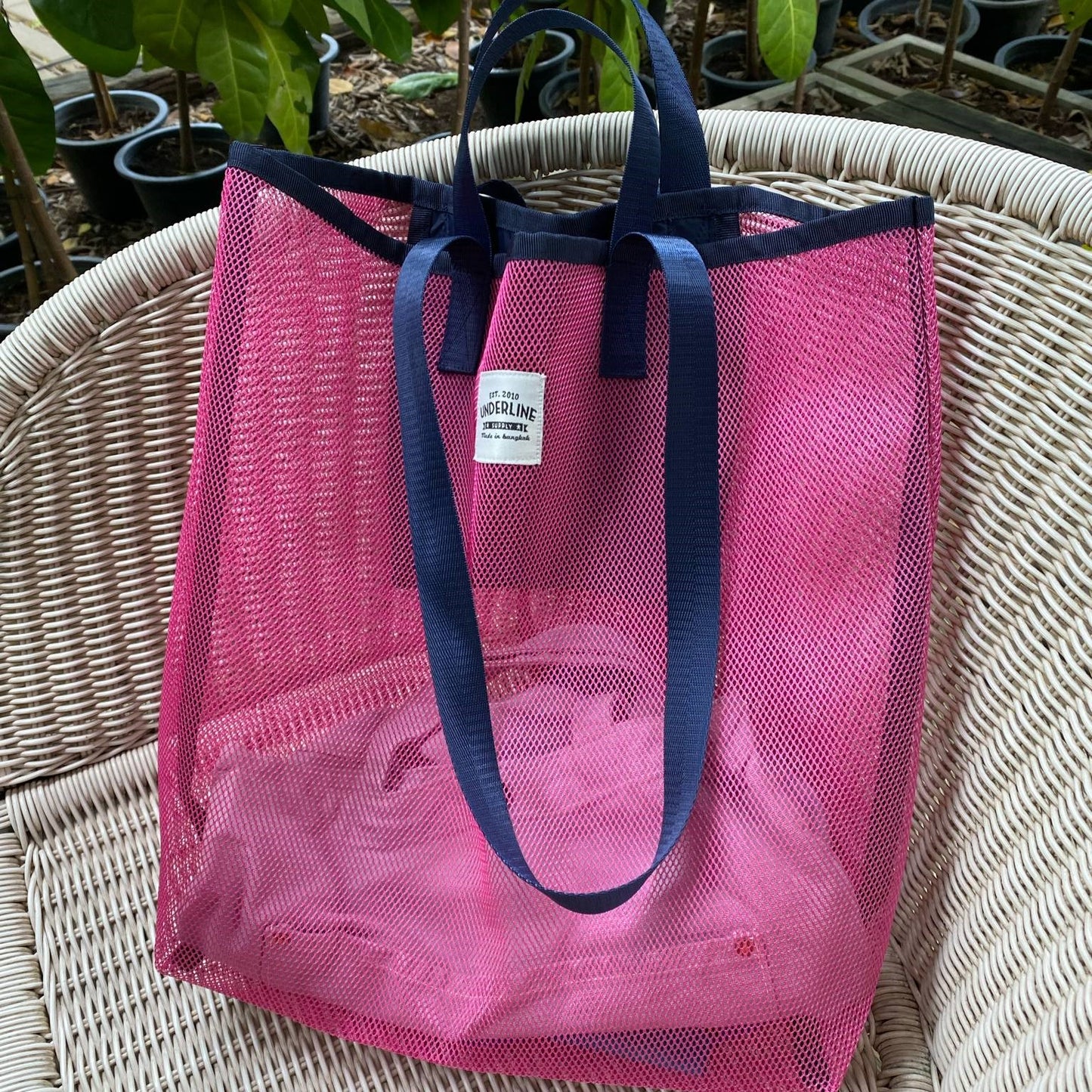 Underline Nylon Mesh Grocery Bag / Beach Bag