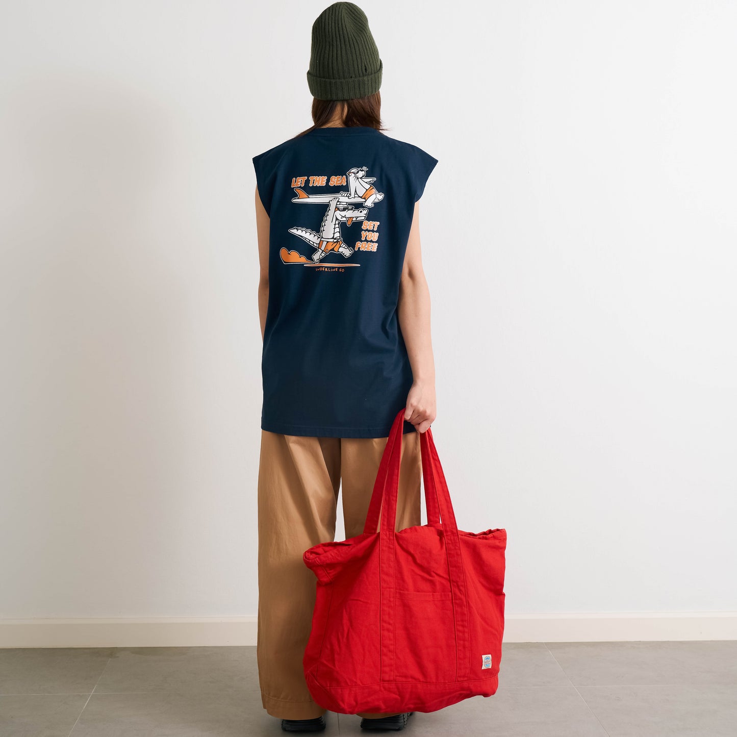 Underline Soft Canvas Tote Bag / Travel bag