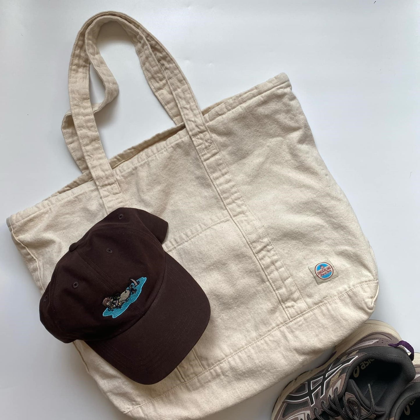Underline Soft Canvas Tote Bag / Travel bag