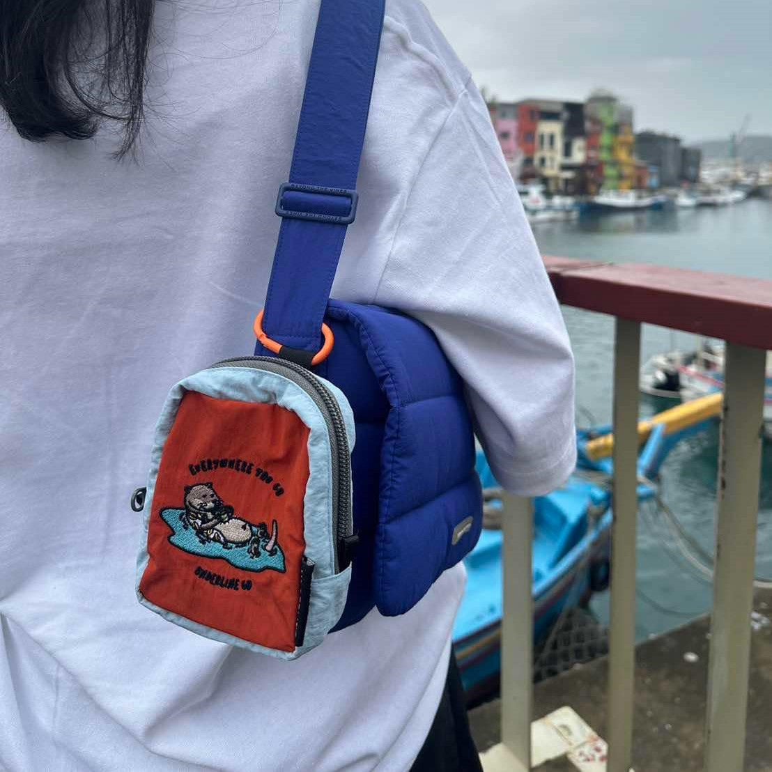 Underline Embroidery Pocket Bag