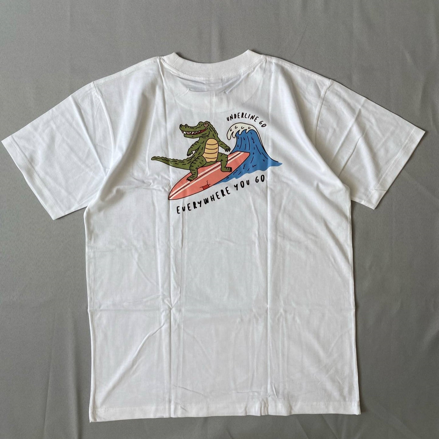Underline Crocodile Surfing Cotton T-Shirt