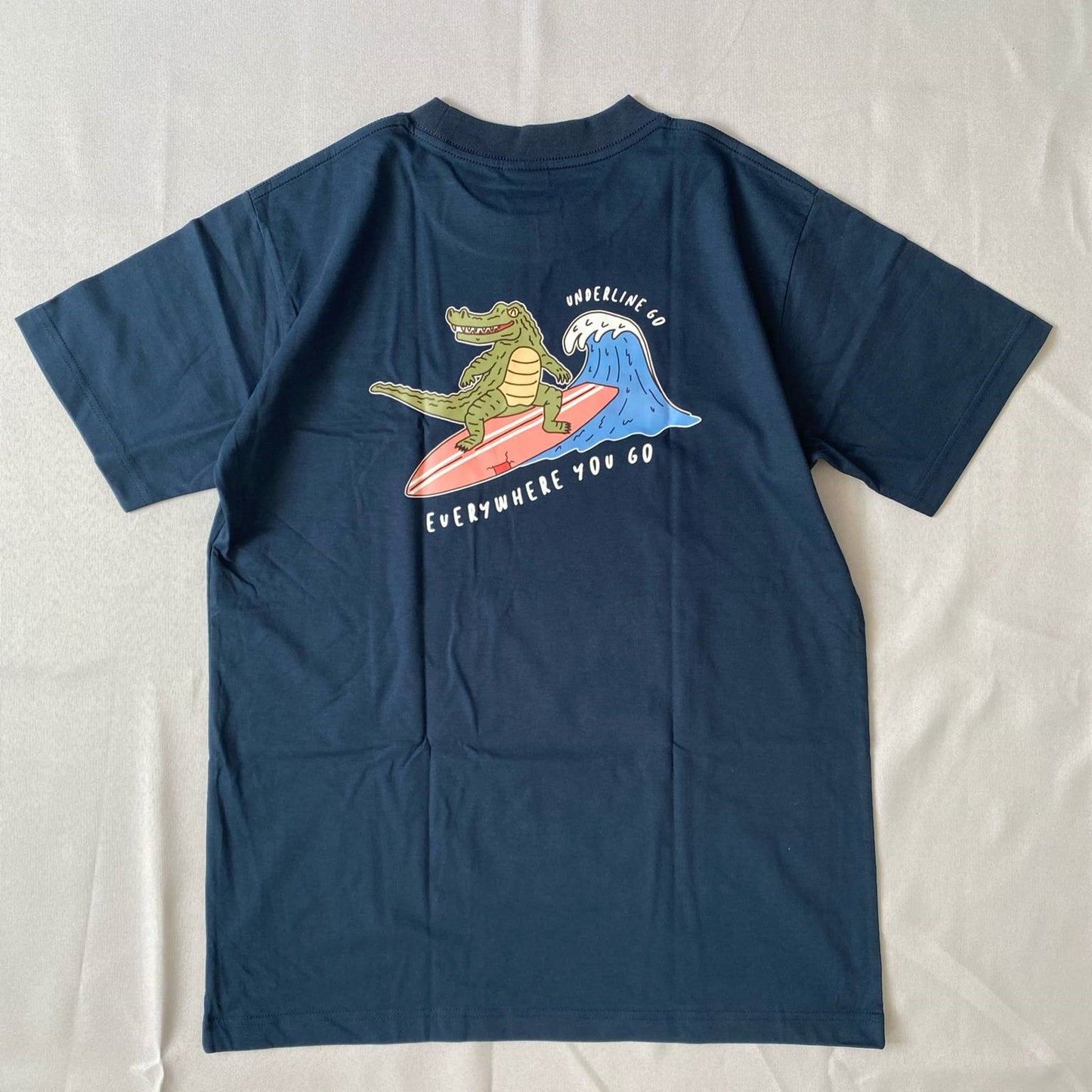 Underline Crocodile Surfing Cotton T-Shirt