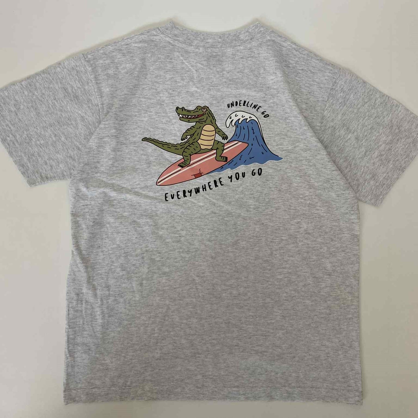 Underline Crocodile Surfing Cotton T-Shirt