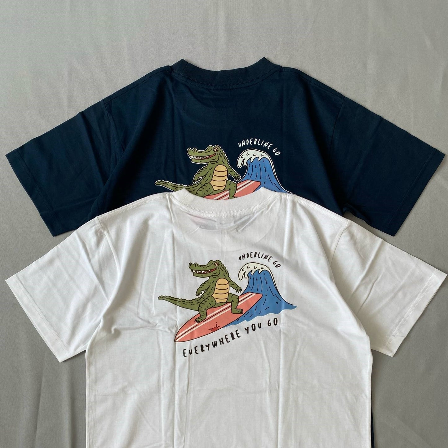 Underline Crocodile Surfing Cotton T-Shirt