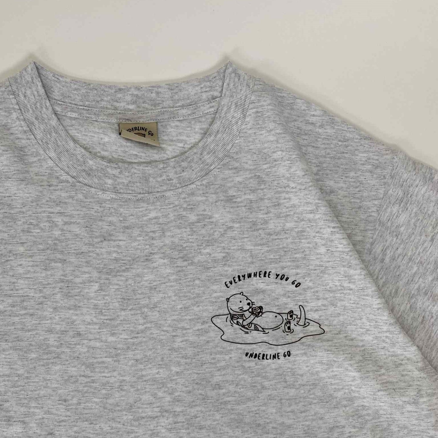 Underline Otter Floating Cotton T-Shirt