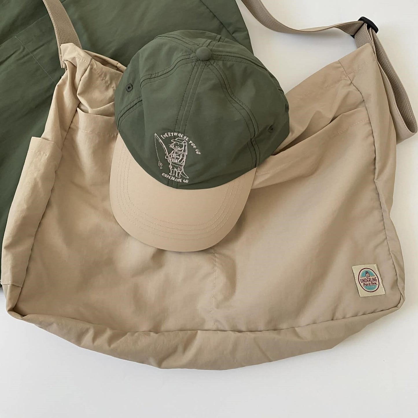 Underline Big Nylon Mail Bag / Sling Bag / Messenger Bag