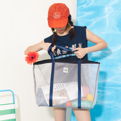 Underline Nylon Mesh Grocery Bag / Beach Bag / L