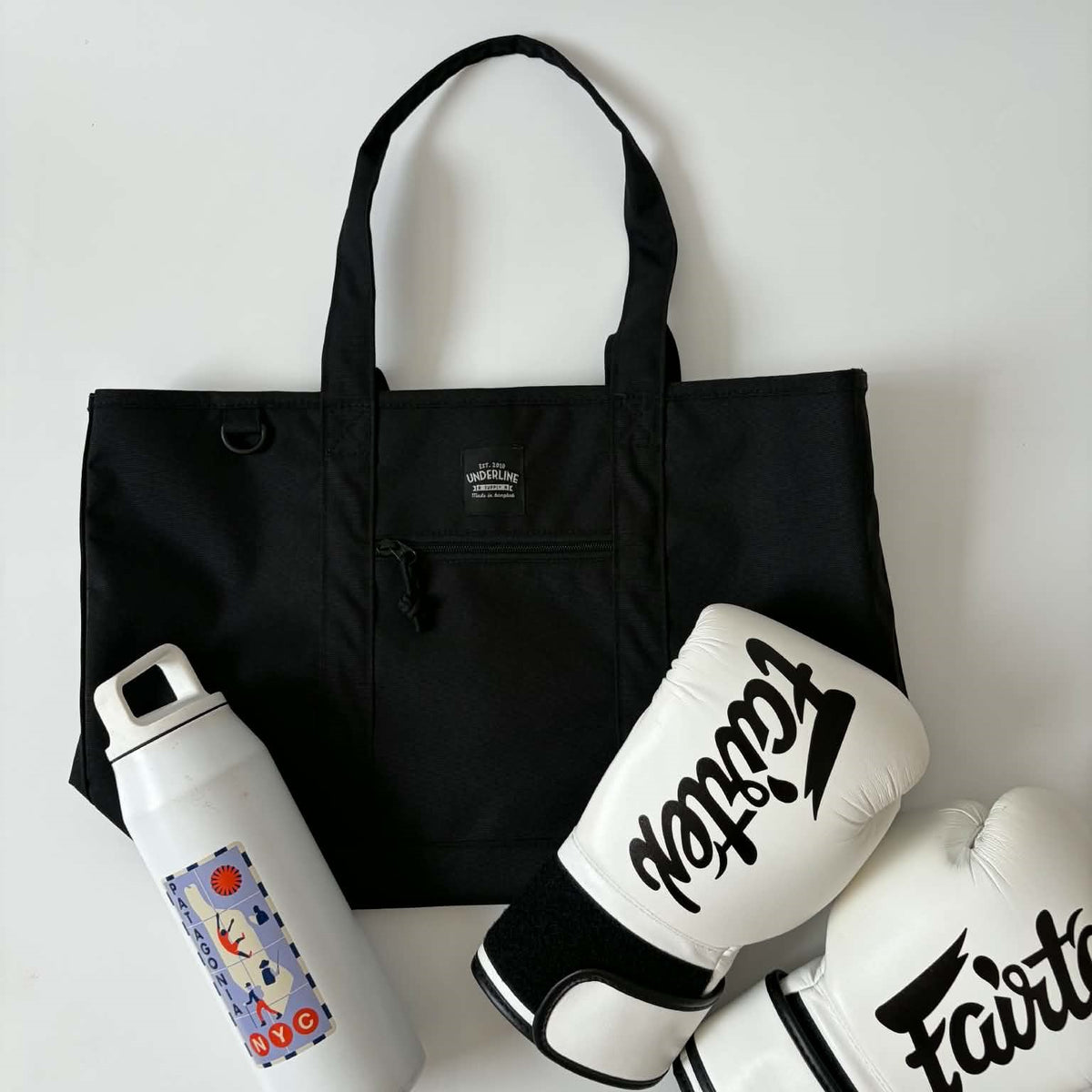 Underline recycled polyester tote bag / lightweight / water-resistant