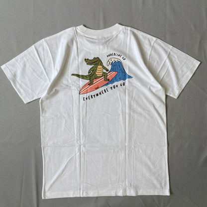 Underline Crocodile Surfing Cotton T-Shirt